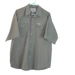Columbia Green Short Sleeve Button Down 2 Front Pockets Size M